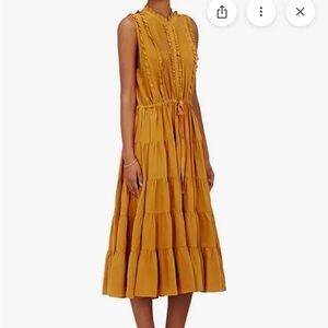 Ulla Johnson Mustard Tiered Midi Dress